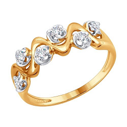 Золотое кольцо с бриллиантом - 538696